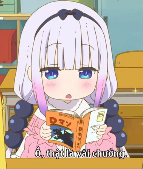 Nhân vật nữ anime đọc sách nói ồ, thật là vãi chưởng